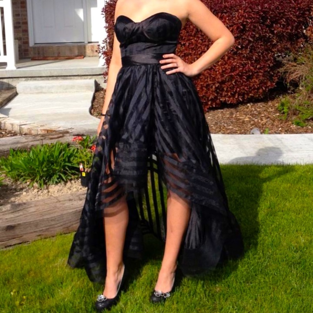 Stunning black high low evening gown